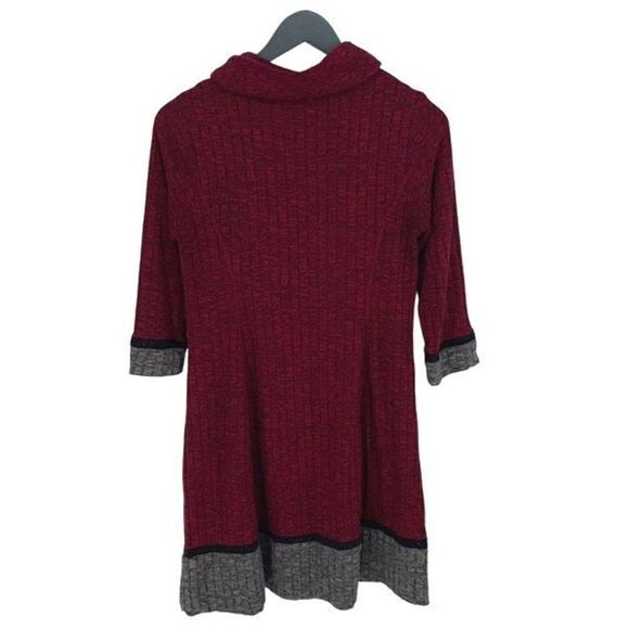Signature by Robbie Bee Women's Cowl Neck Sweater Dress Red Black Size‎ PM - Picture 3 of 11
